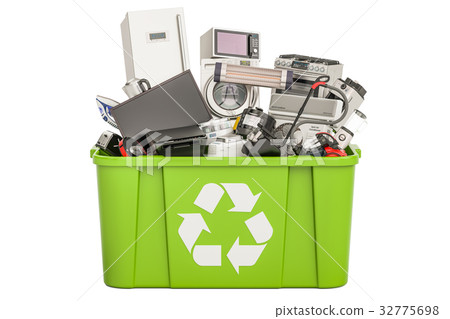 recycling trashcan with household and appliances 32775698