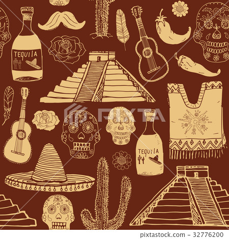Mexico seamless pattern doodle sketch vector 32776200