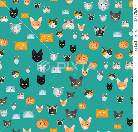 Cats vector illustration cute animal seamless Cats vector illustration cute animal seamless 32776263