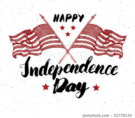 Happy Independence Day Vintage USA card, vector  32776539