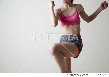 Woman diet body parts young woman gray back fitness Woman diet body parts young woman gray back fitness 32777324