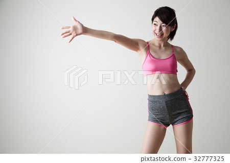 Woman diet body parts young woman gray back fitness Woman diet body parts young woman gray back fitness 32777325