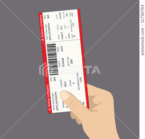 boarding pass ticket with QR2 code in hand. - Stock Illustration ...