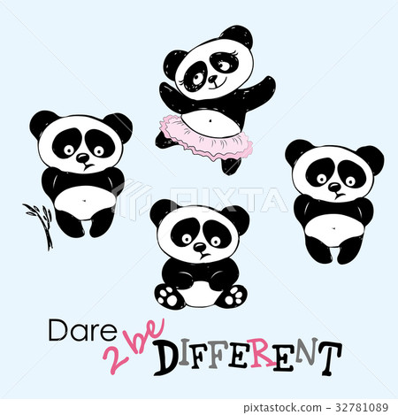 Be different, Cute Panda in various poses 32781089