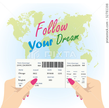 Women's hands are holding a boarding pass Women's hands are holding a boarding pass 32781108