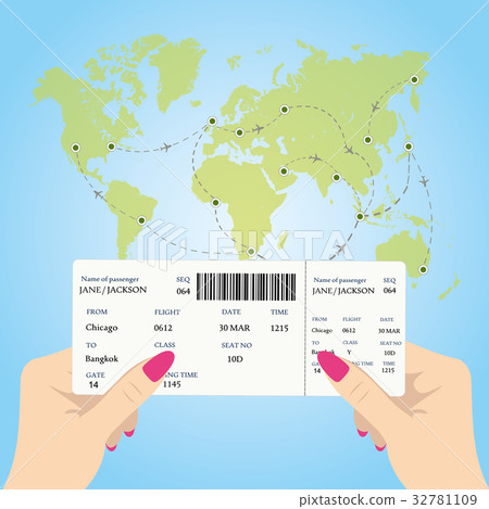 Women's hands are holding a boarding pass Women's hands are holding a boarding pass 32781109