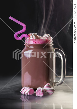 Hot cocoa drink in a jar Hot cocoa drink in a jar 32781521