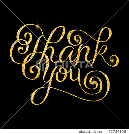 Thank you glitter golden hand lettering Thank you glitter golden hand lettering 32786196
