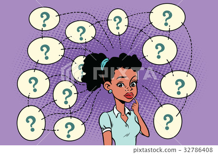 African woman solves the problem, questions and 32786408