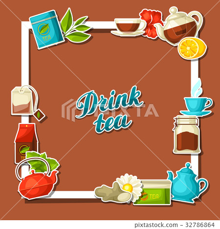 Background with tea and accessories, packs and Background with tea and accessories, packs and 32786864