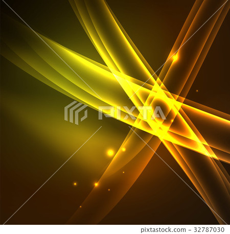 Energy lines, glowing waves in the dark, vector 32787030