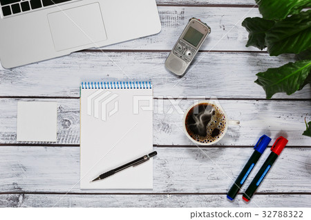 Journalist workspace office concept 32788322