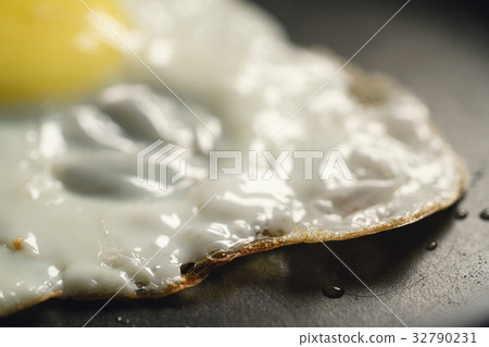 fried egg in frying pan macro shot fried egg in frying pan macro shot 32790231