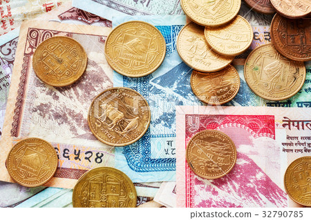 Close up picture of Nepalese rupee. 32790785
