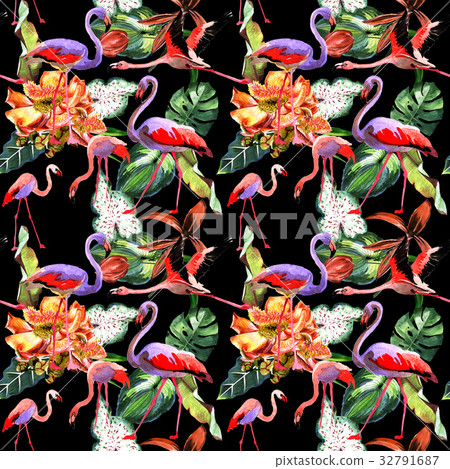 Tropical Hawaii leaves palm tree pattern in a 32791687