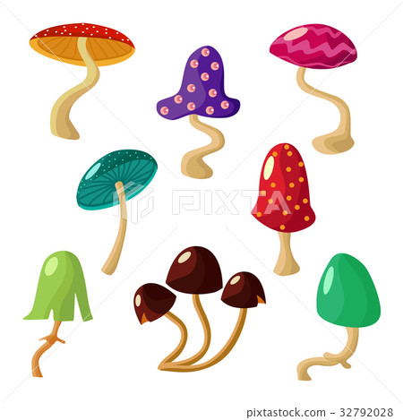 Set of vector cartoon mushrooms illustration Set of vector cartoon mushrooms illustration 32792028