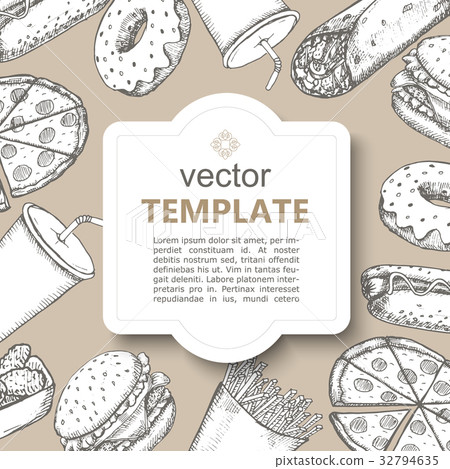 Fast food menu design template hand drawn vector Fast food menu design template hand drawn vector 32794635