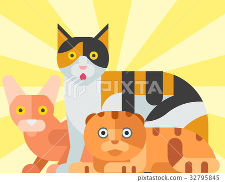 Cats vector illustration cute animal funny Cats vector illustration cute animal funny 32795845