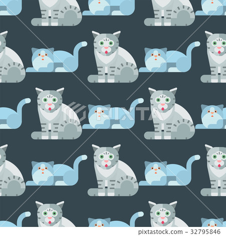Cats vector illustration cute animal seamless 32795846