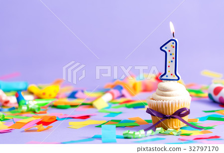 First birthday celebration theme with cupcake 32797170