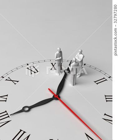 Businessmen meeting on clock 32797280