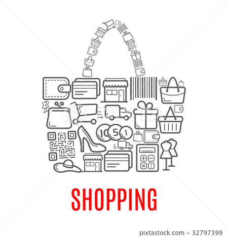 Shopping retail selling vector poster of shop bag Shopping retail selling vector poster of shop bag 32797399