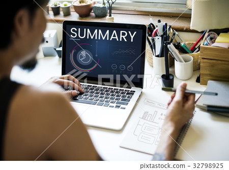 Graphic of business graph data analysis on laptop Graphic of business graph data analysis on laptop 32798925