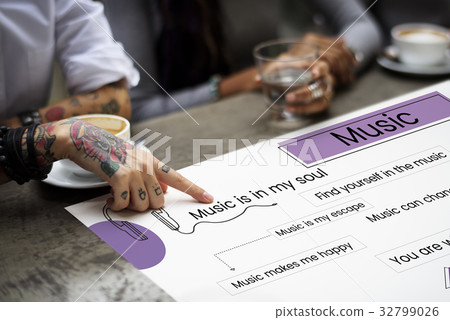 Workers working on billboard network graphic overlay on table Workers working on billboard network graphic overlay on table 32799026