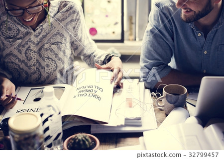 Colleagues Exchanging Opinion Ideas Working Colleagues Exchanging Opinion Ideas Working 32799457