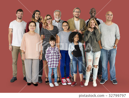 Diversity of People Generations Set Together Studio Isolated 32799797