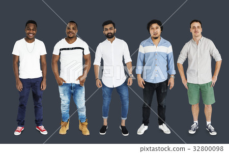 Diversity Adult Men Set Gesture Standing Together Studio Isolated Diversity Adult Men Set Gesture Standing Together Studio Isolated 32800098