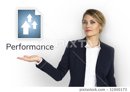 Businesswoman plan and analysis market growth 32800173