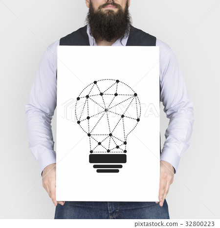 Man holding billboard network graphic overlay 32800223