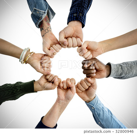 Group of people fist bump assemble together Group of people fist bump assemble together 32800946