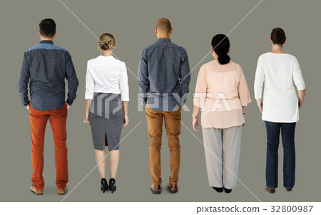 Group of Diverse People Turn Back Side Set Studio Isolated Group of Diverse People Turn Back Side Set Studio Isolated 32800987