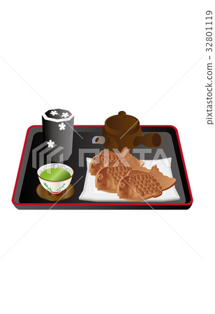 Today's sweet green tea and taiyaki 32801119