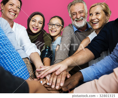 Group of Diverse People Hands Together Teamwork Cooperation Group of Diverse People Hands Together Teamwork Cooperation 32801315