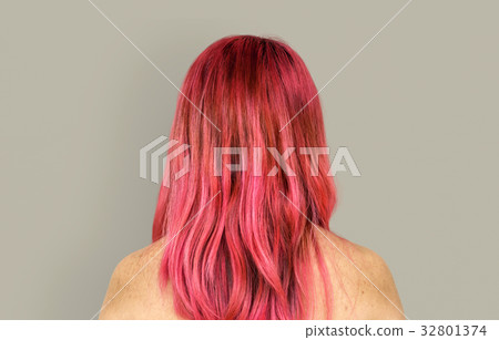 Pink Hair Woman Topless Studio Portrait Pink Hair Woman Topless Studio Portrait 32801374