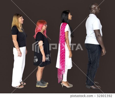Group of diverse people standing in a row 32801392