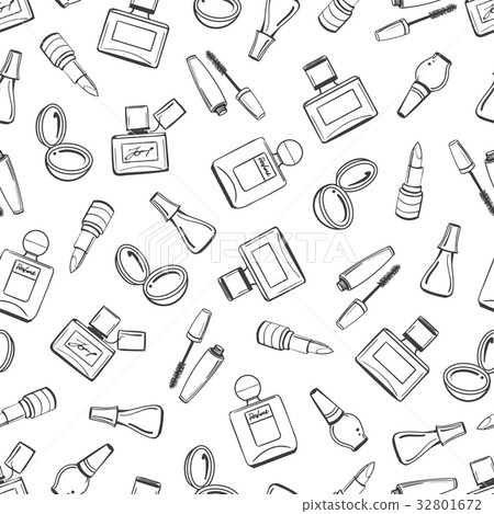 Girls seamless pattern with cosmetics elements 32801672