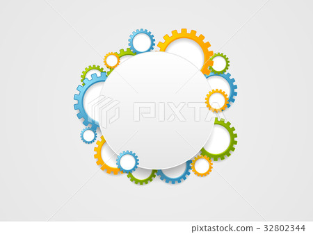Abstract tech colorful gears and circle background 32802344