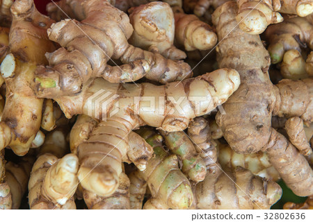 Fresh organic ginger in the market Fresh organic ginger in the market 32802636