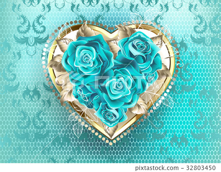 Jewelry heart with turquoise roses 32803450