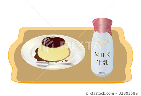 今天的甜點牛奶和布丁 32803589