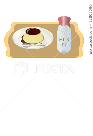 今天的甜點牛奶和布丁 32803590