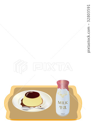 今天的甜點牛奶和布丁 32803591