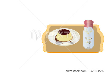 今天的甜點牛奶和布丁 32803592