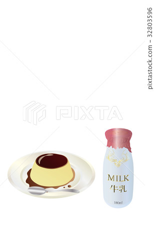 今天的甜點牛奶和布丁 32803596