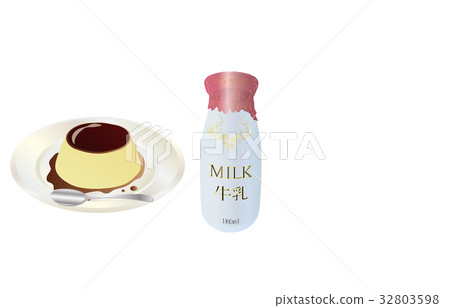 今天的甜點牛奶和布丁 32803598