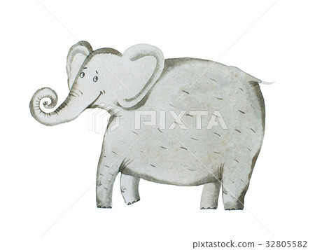 Watercolor hand draw of elephant Aquarelle 32805582